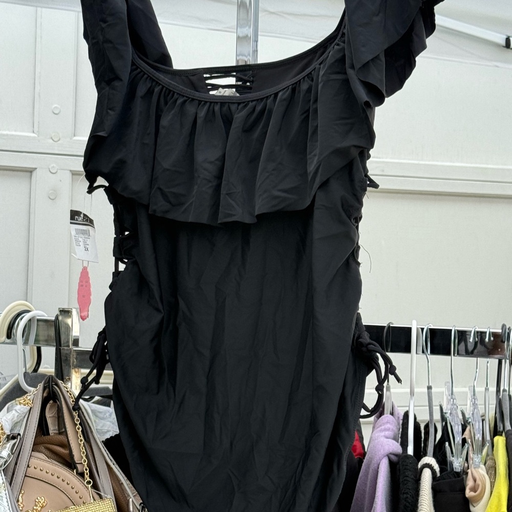 Rue21 Black Ruffle One Piece Swimsuit